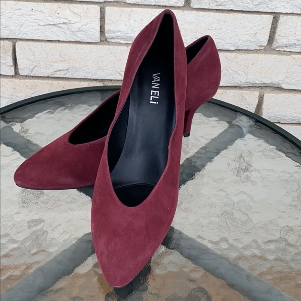 Wine Suede Pumps